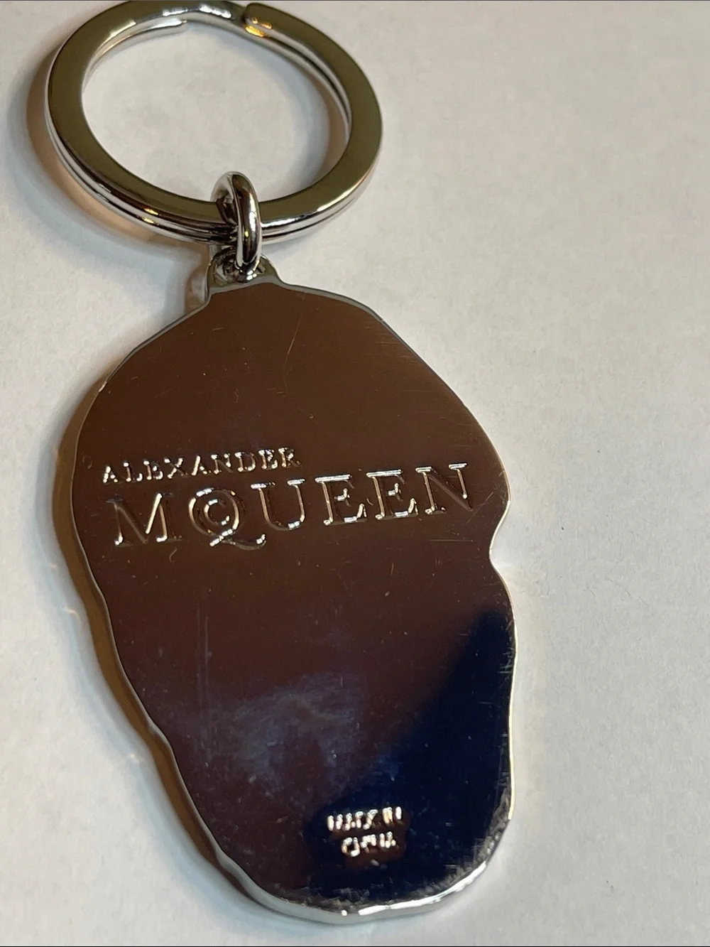 Alexander McQueen Brown/Lavender Skull Keychain with Silver Hardware